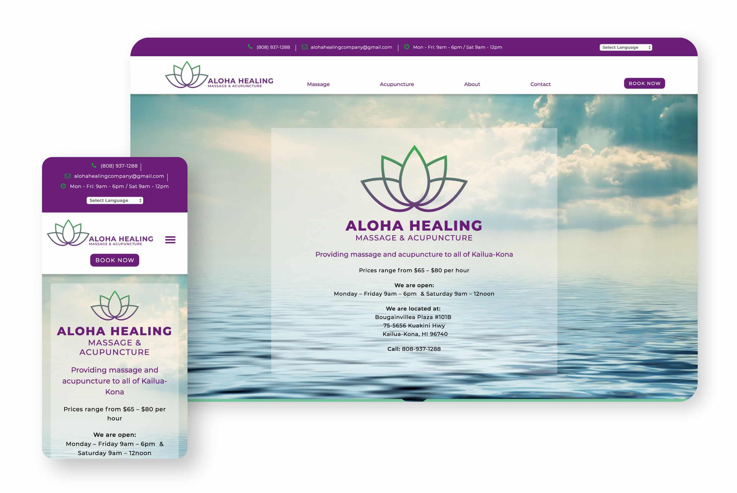 Giant Creative Commerce Website Sample Aloha Healing Massage And Accupunture Website