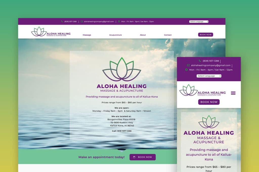Giant Lopez Island Website Design For Aloha Healing Massage 01